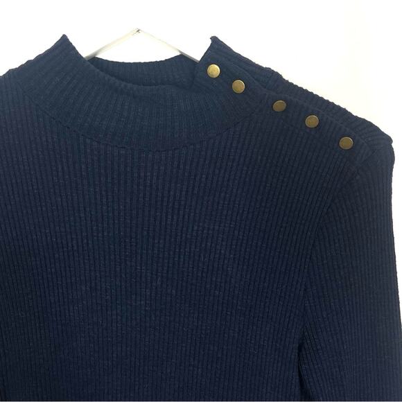 J. Crew Button Shoulder Ribbed Turtleneck Top - Picture 3 of 7